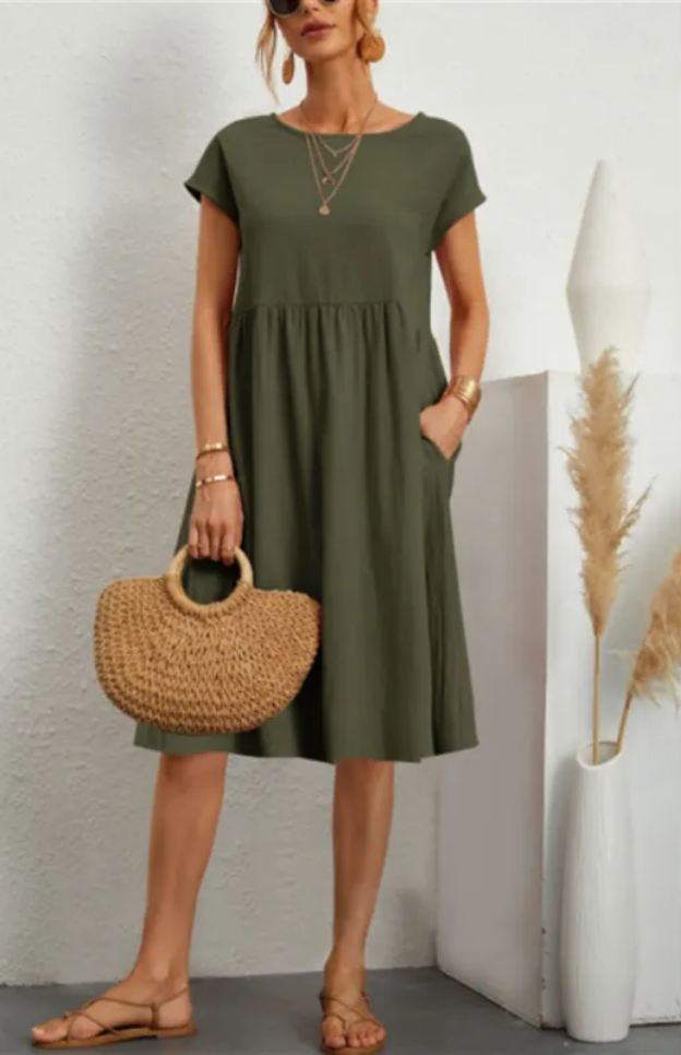 Baumwollmix-Kleid – Seitentaschen & lockere Form