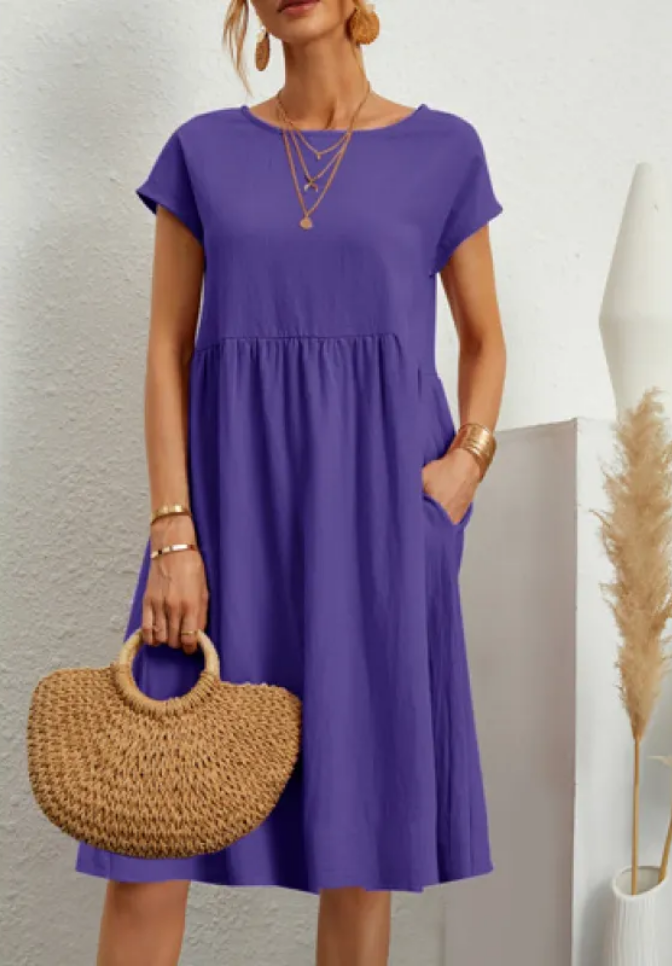 Baumwollmix-Kleid – Seitentaschen & lockere Form