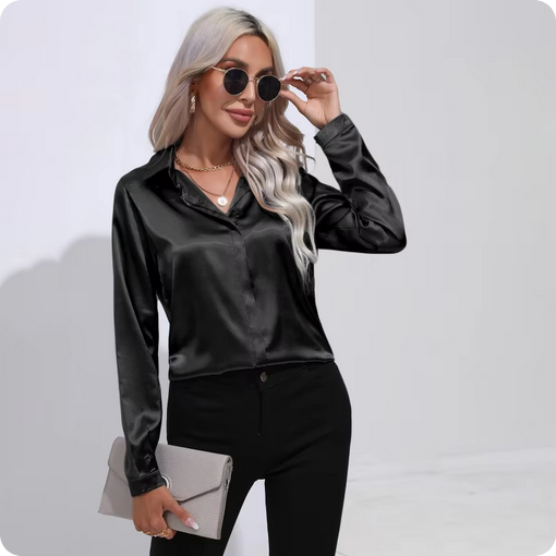 Bluse – Glänzend & mittlere Passform