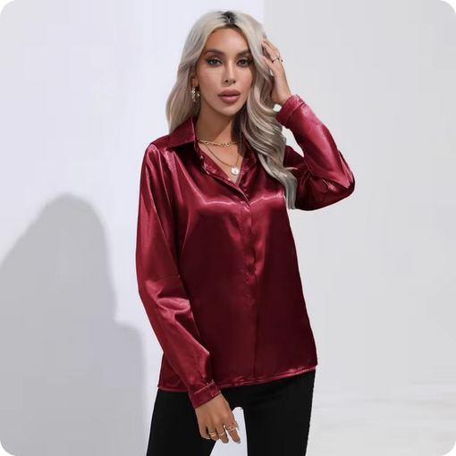 Bluse – Glänzend & mittlere Passform
