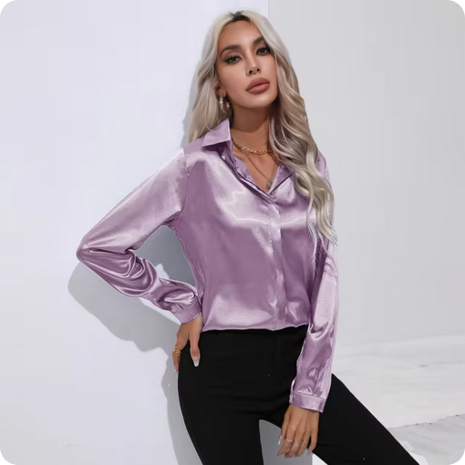 Bluse – Glänzend & mittlere Passform
