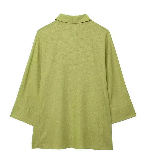 Bluse – Mit verdeckter Knopfleiste & 3/4-Ärmeln