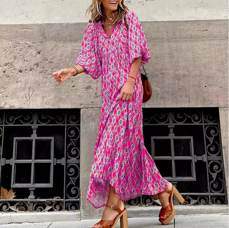 Böhmisches Kleid - farbenfroh & geometrische Musterung