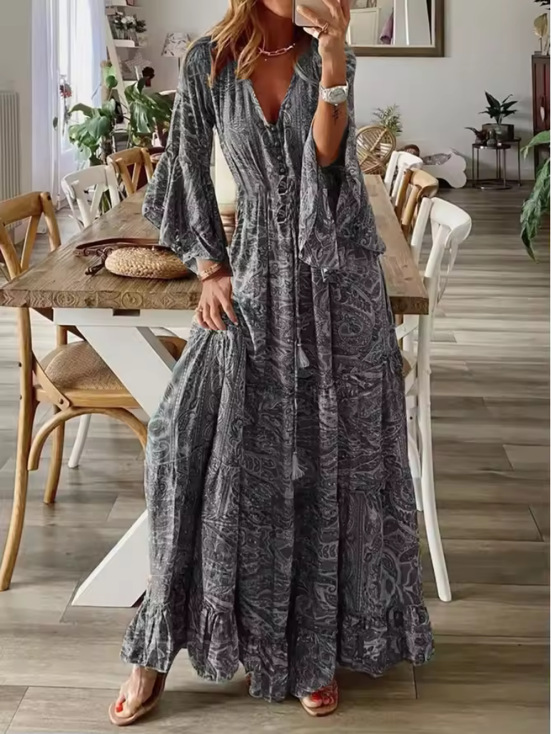 Boho-Kleid - Hohe Taille & farbenfrohes Design