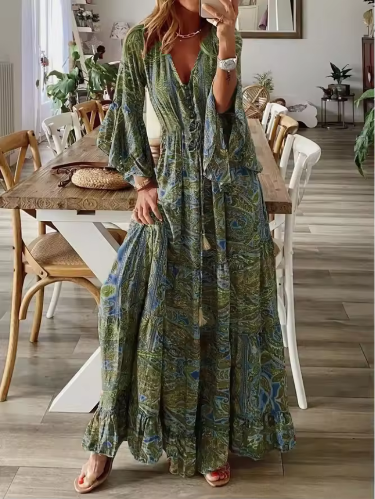 Boho-Kleid - Hohe Taille & farbenfrohes Design