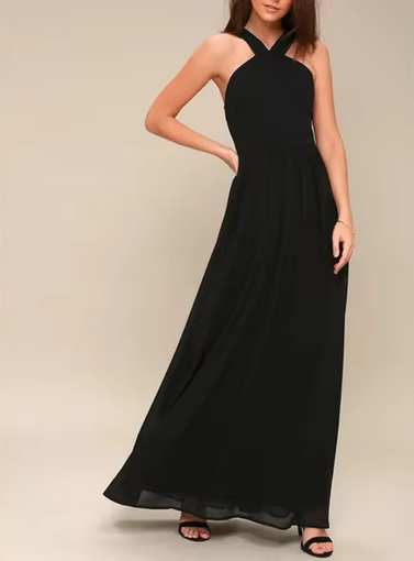 Chiffon-Maxikleid – Gekreuzte Träger & fließender Schnitt