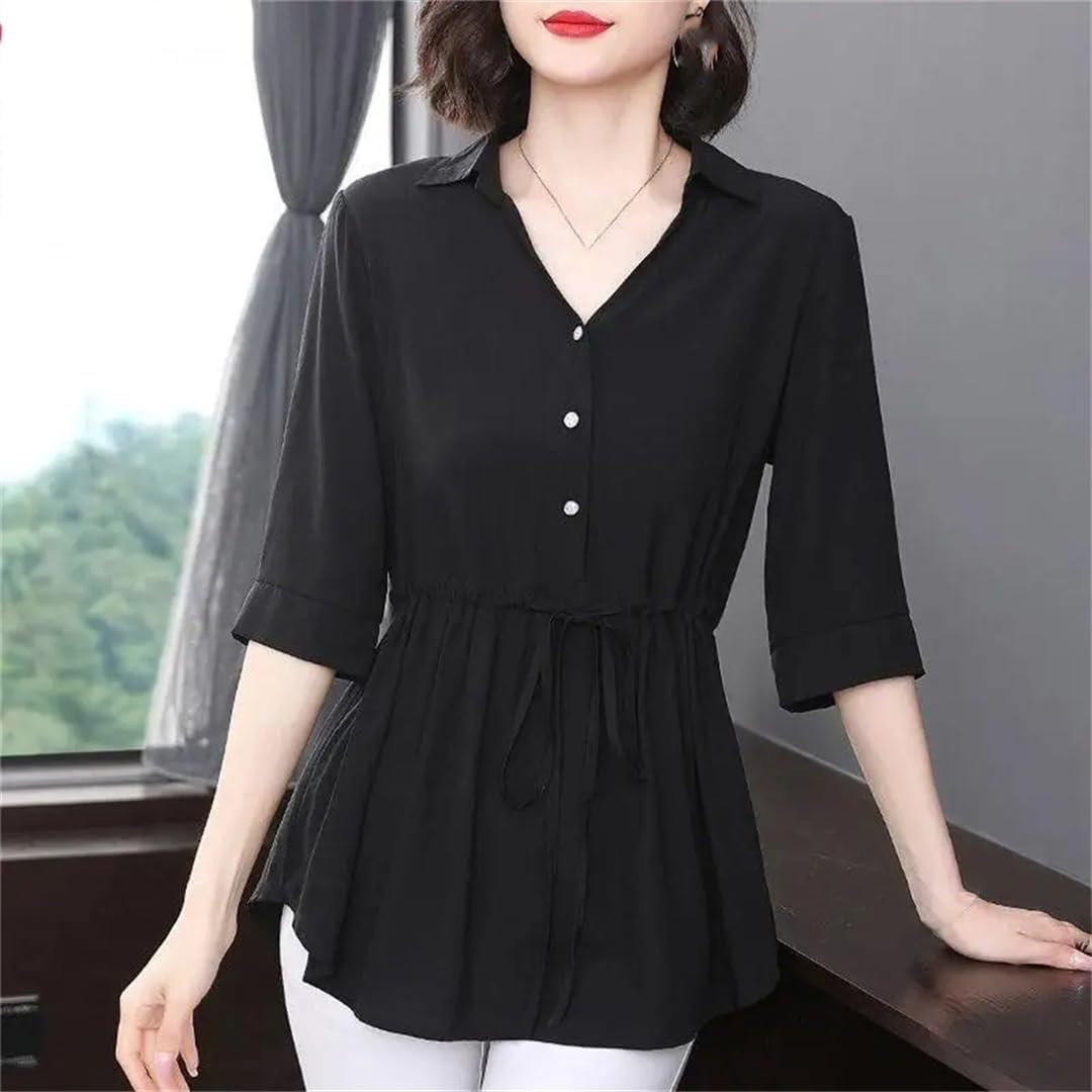 Chiffonbluse – V-Ausschnitt & leicht tailliert