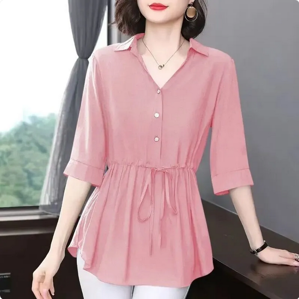 Chiffonbluse – V-Ausschnitt & leicht tailliert