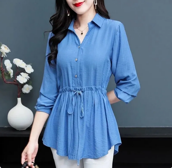 Chiffonbluse – V-Ausschnitt & leicht tailliert