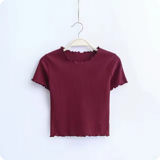 Crop Top – Geripptes Strickdesign & Wellennaht