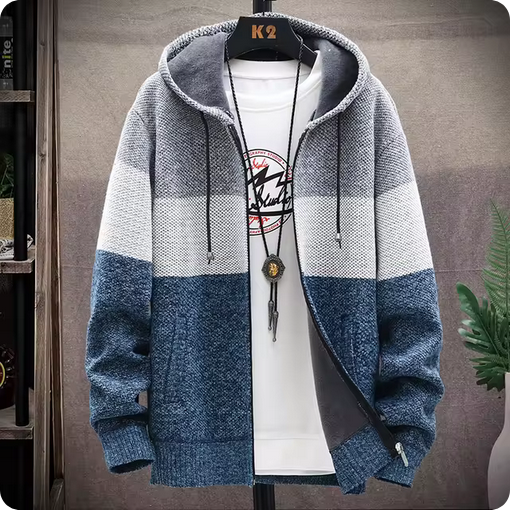 Dreifarbiger Pullover - Mit Kordelzug & Eingrifftaschen