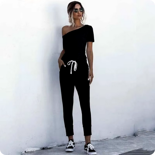 Einfarbiger Jumpsuit - Mit freier Schulter