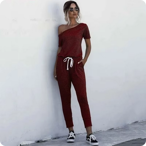 Einfarbiger Jumpsuit - Mit freier Schulter