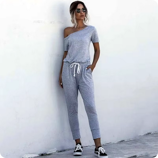 Einfarbiger Jumpsuit - Mit freier Schulter