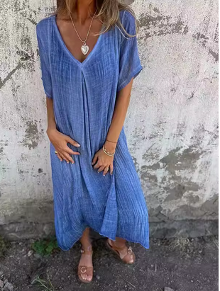 Einfarbiges, luftiges Leinenkleid