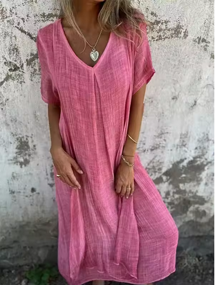 Einfarbiges, luftiges Leinenkleid