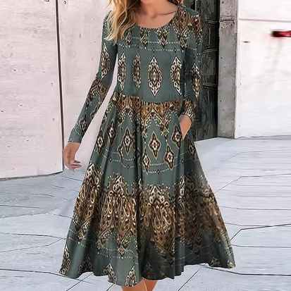 Elegantes Midikleid mit Farbkontrasten
