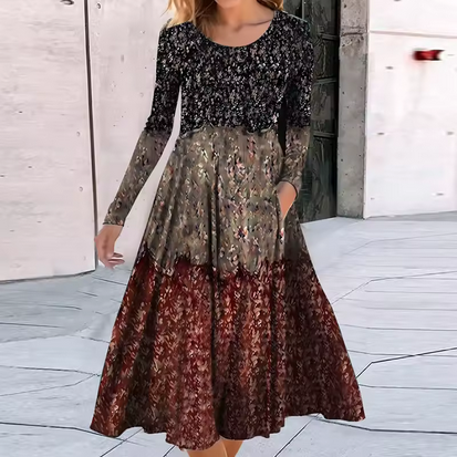 Elegantes Midikleid mit Farbkontrasten