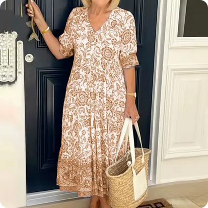 Geblümtes, langes Sommerkleid