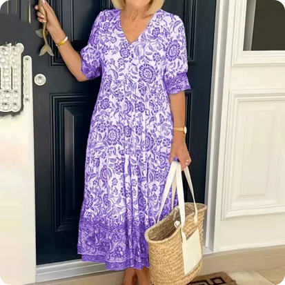 Geblümtes, langes Sommerkleid