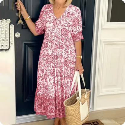 Geblümtes, langes Sommerkleid