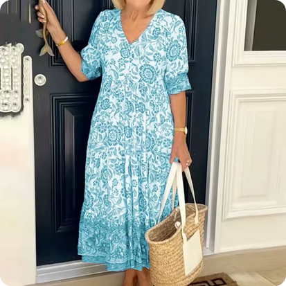Geblümtes, langes Sommerkleid