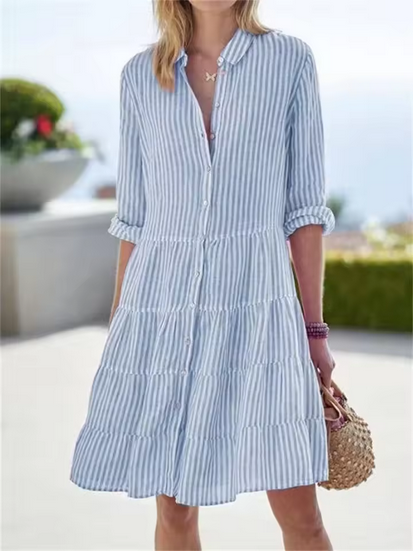 Gestreiftes Midikleid - A-Linie & luftig