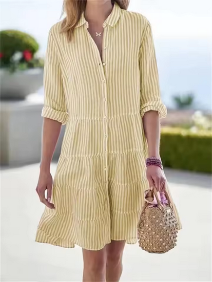 Gestreiftes Midikleid - A-Linie & luftig
