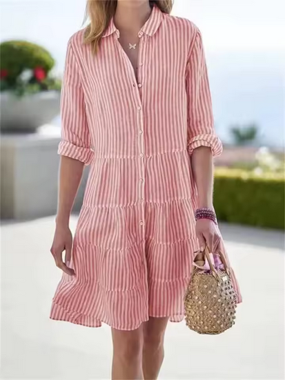 Gestreiftes Midikleid - A-Linie & luftig