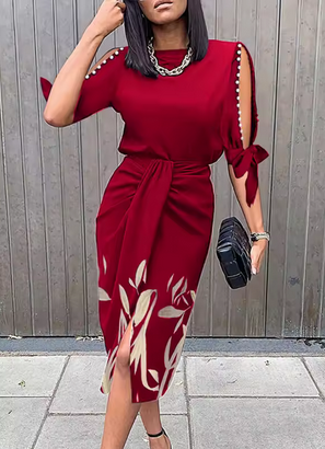 Hübsches Abendkleid - Geschlitzte Ärmel & Verzierungen