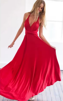 Langes Sommerkleid - Offener Rückenausschnitt & gekreuzte Träger