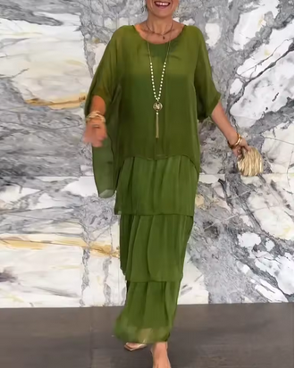 Lässiges Sommerkleid - Fledermausärmel & O-Hals