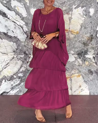 Lässiges Sommerkleid - Fledermausärmel & O-Hals