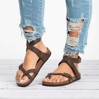 Ledersandalen mit Schnalle und ergonomischer Sohle