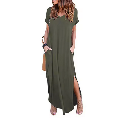 Luftiges Maxikleid mit Beinschlitz