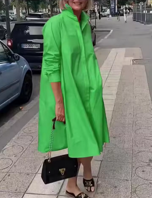 Luftiges Sommerkleid - weit geschnitten & Umlegekragen