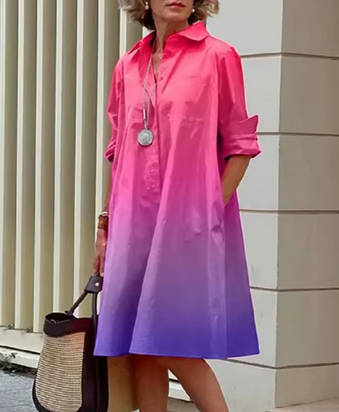 Luftiges Sommerkleid - weit geschnitten & Umlegekragen