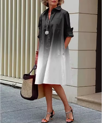 Luftiges Sommerkleid - weit geschnitten & Umlegekragen
