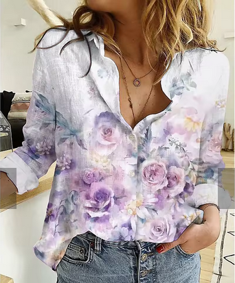 Mehrfarbige Sommerbluse - Mit farbenfrohen Blumenmotiven