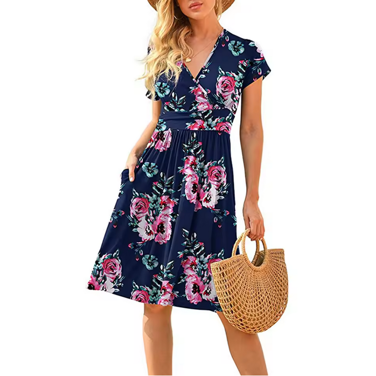 Midikleid - Blumenmuster & A-Linie