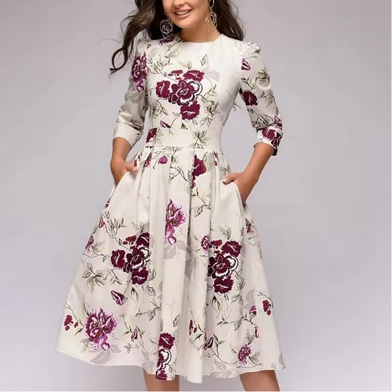 Midikleid - Leicht tailliert & 3/4-Ärmel