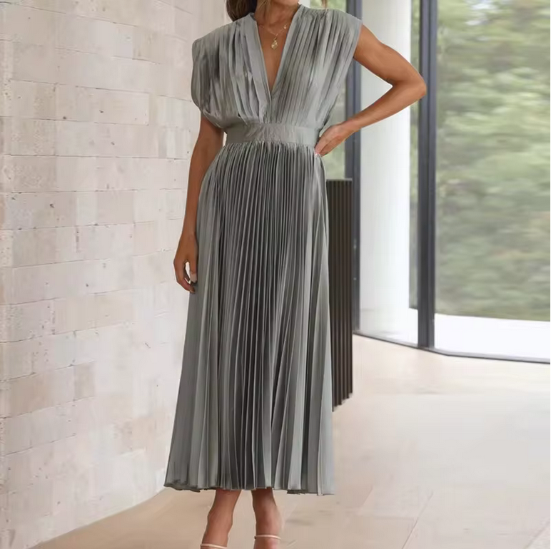 Midikleid für Damen - Hochtailliert und im Faltendesign
