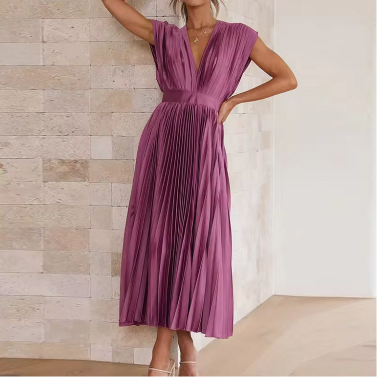 Midikleid für Damen - Hochtailliert und im Faltendesign