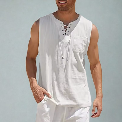 Modernes Sommershirt - Mit Schnürung und Brusttasche