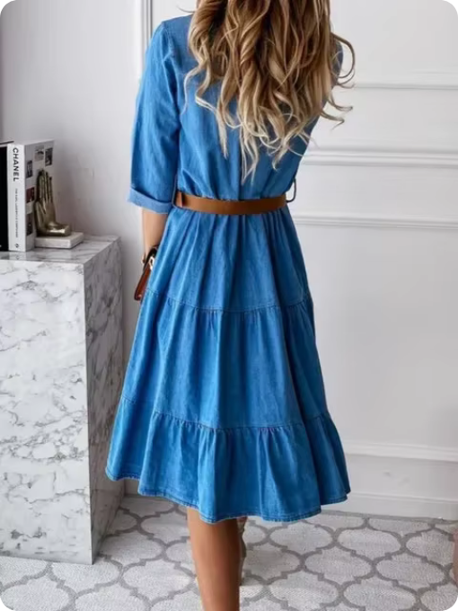 Modisches Jeanskleid – Knopfleiste & lockere Passform