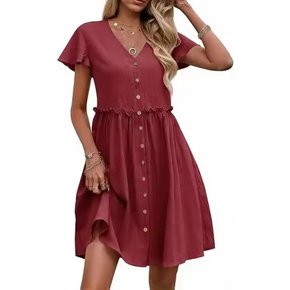Sommerkleid mit Knopfleiste und A-Linie