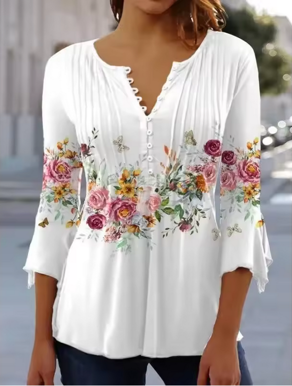 Sommerliche Bluse - Leicht tailliert & mit Blumenmustern