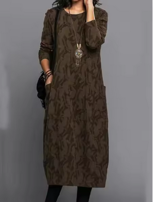 Stilvolles Midikleid - Seitentaschen und hübsche Muster