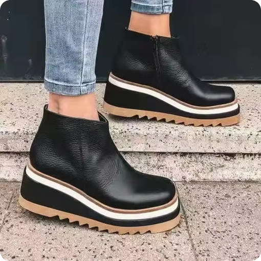 Stylische Plateauschuhe - Mit hohem Absatz & Kontrastelementen