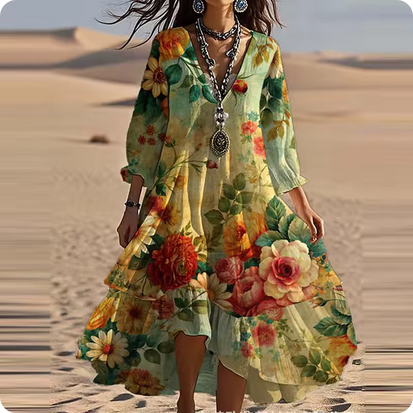 Weit geschnittenes Kleid - Mit Blumenmustern